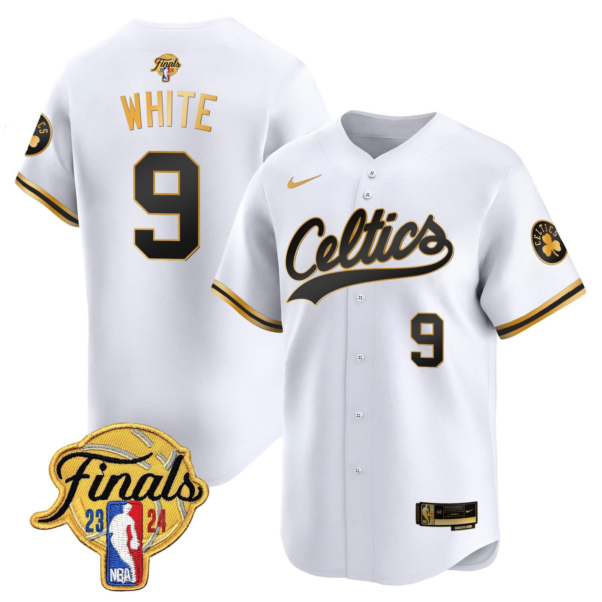 Men Boston Celtics #9 White White 2024 Nike Finals Patch Baseball NBA Jersey->boston celtics->NBA Jersey